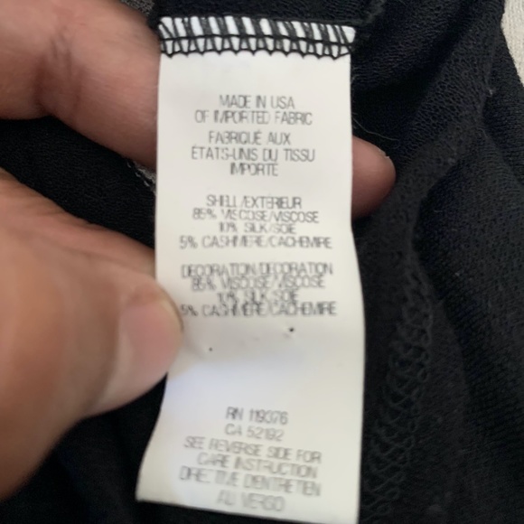 HELMUT LANG Sweater Viscose Cashmere Blend Asymmetrical Black Tan Cream Size S - Picture 9 of 9